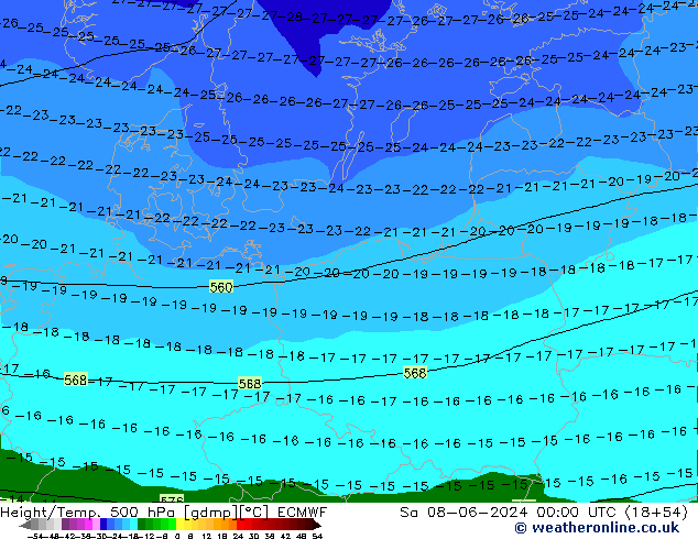 Z500/Rain (+SLP)/Z850 ECMWF sáb 08.06.2024 00 UTC