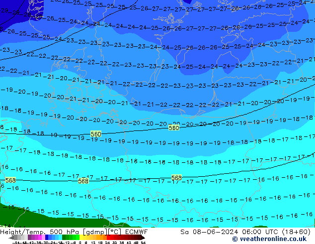 Z500/Yağmur (+YB)/Z850 ECMWF Cts 08.06.2024 06 UTC