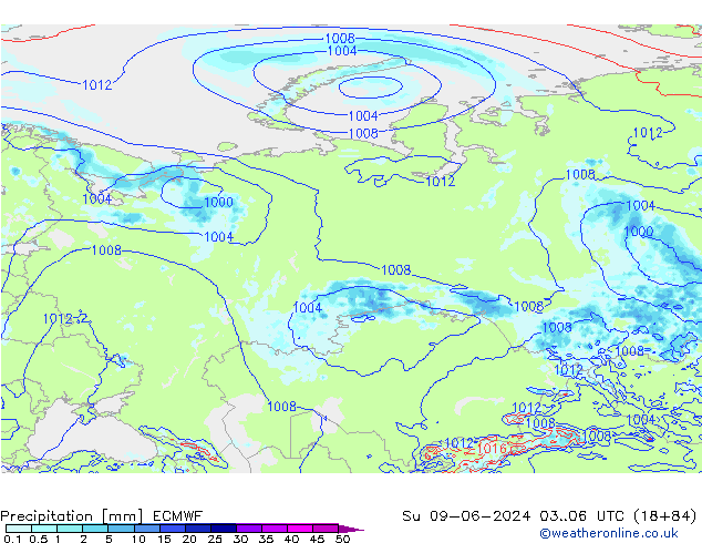 Niederschlag ECMWF So 09.06.2024 06 UTC