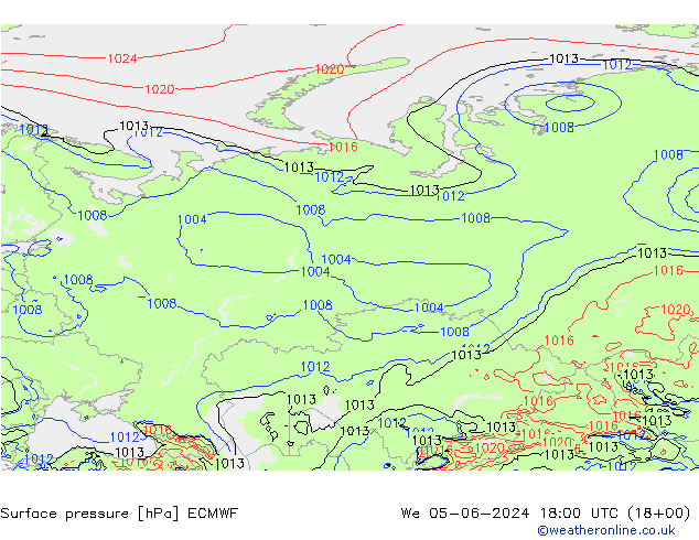 Yer basıncı ECMWF Çar 05.06.2024 18 UTC