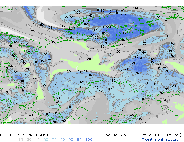 RH 700 hPa ECMWF Sa 08.06.2024 06 UTC