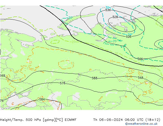 Z500/Rain (+SLP)/Z850 ECMWF Qui 06.06.2024 06 UTC