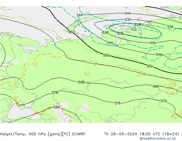 Z500/Rain (+SLP)/Z850 ECMWF jeu 06.06.2024 18 UTC