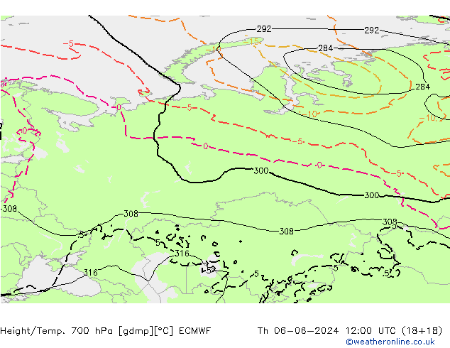 Hoogte/Temp. 700 hPa ECMWF do 06.06.2024 12 UTC