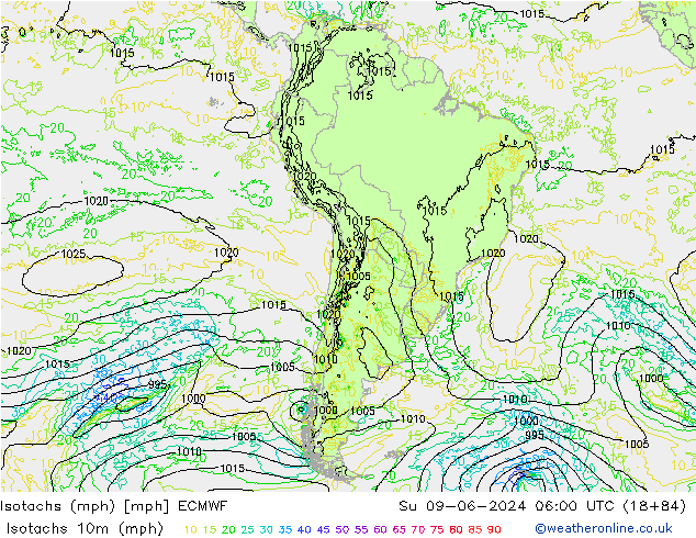 Isotachs (mph) ECMWF Su 09.06.2024 06 UTC