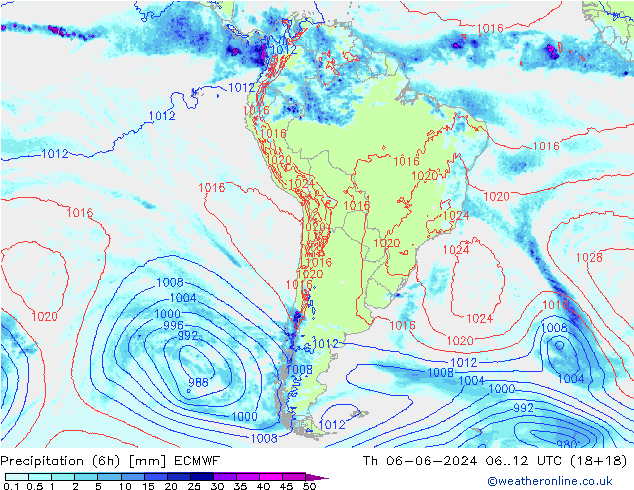 Z500/Rain (+SLP)/Z850 ECMWF Qui 06.06.2024 12 UTC