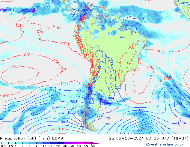 Z500/Rain (+SLP)/Z850 ECMWF dom 09.06.2024 06 UTC