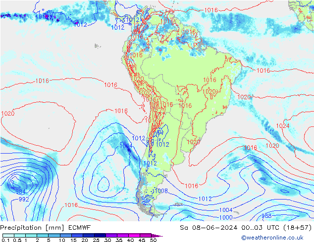 Precipitation ECMWF Sa 08.06.2024 03 UTC