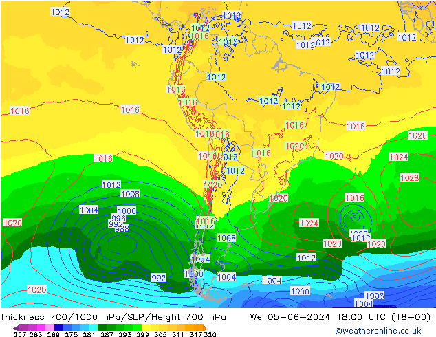 Dikte700-1000 hPa ECMWF wo 05.06.2024 18 UTC