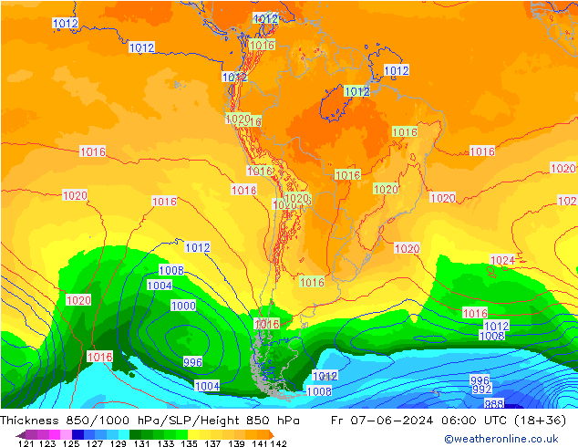 Thck 850-1000 hPa ECMWF ven 07.06.2024 06 UTC