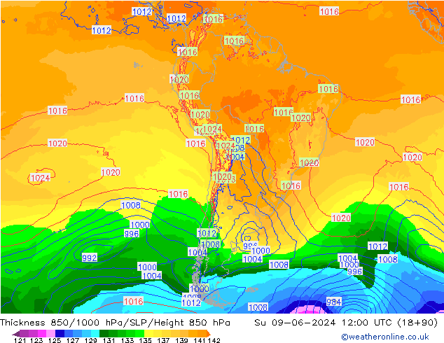 Thck 850-1000 hPa ECMWF Su 09.06.2024 12 UTC