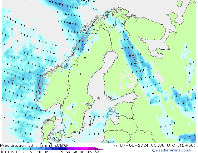 Z500/Rain (+SLP)/Z850 ECMWF Fr 07.06.2024 06 UTC