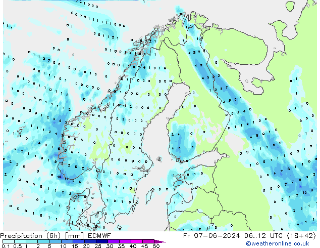 Z500/Rain (+SLP)/Z850 ECMWF Fr 07.06.2024 12 UTC