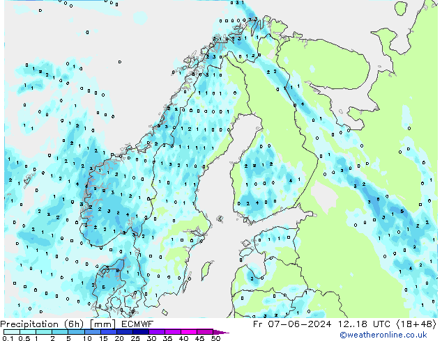 Z500/Rain (+SLP)/Z850 ECMWF Fr 07.06.2024 18 UTC