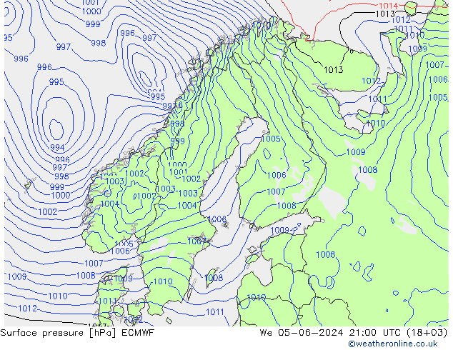 Surface pressure ECMWF We 05.06.2024 21 UTC
