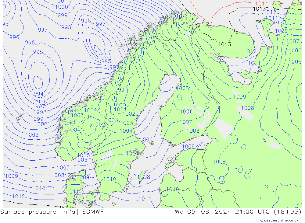 Yer basıncı ECMWF Çar 05.06.2024 21 UTC