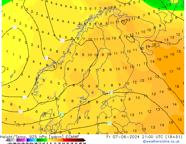 Height/Temp. 925 hPa ECMWF Sex 07.06.2024 21 UTC