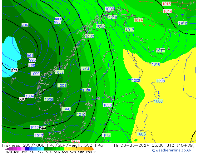 Thck 500-1000гПа ECMWF чт 06.06.2024 03 UTC