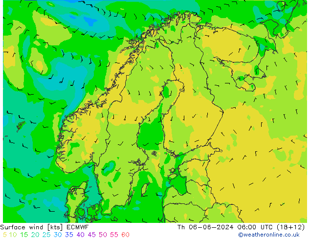 Bodenwind ECMWF Do 06.06.2024 06 UTC