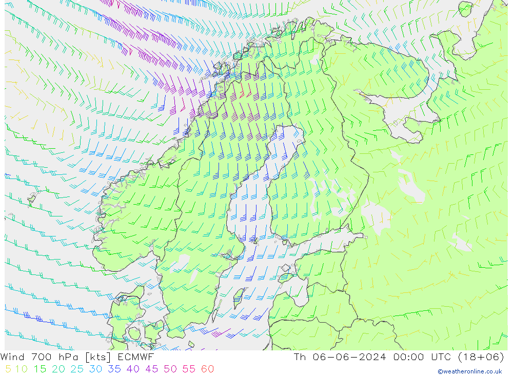 风 700 hPa ECMWF 星期四 06.06.2024 00 UTC