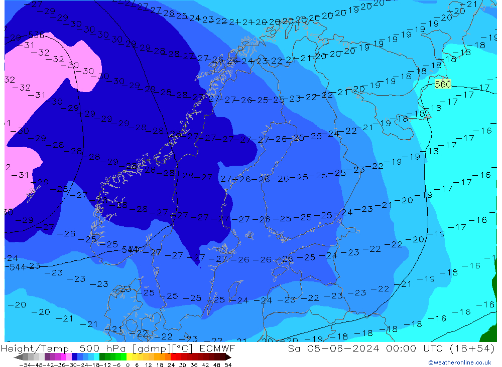 Z500/Rain (+SLP)/Z850 ECMWF sáb 08.06.2024 00 UTC