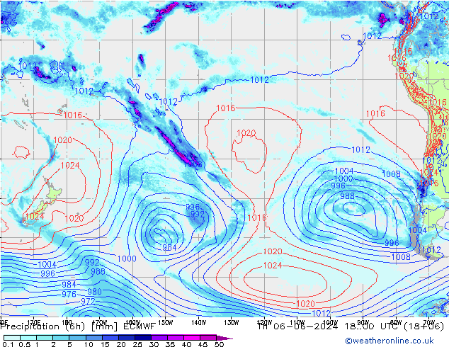 Precipitación (6h) ECMWF jue 06.06.2024 00 UTC