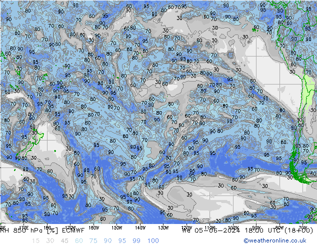 RH 850 hPa ECMWF  05.06.2024 18 UTC