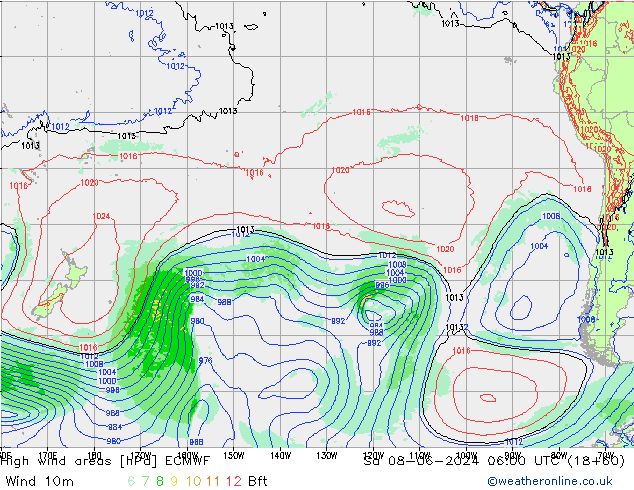 Izotacha ECMWF so. 08.06.2024 06 UTC