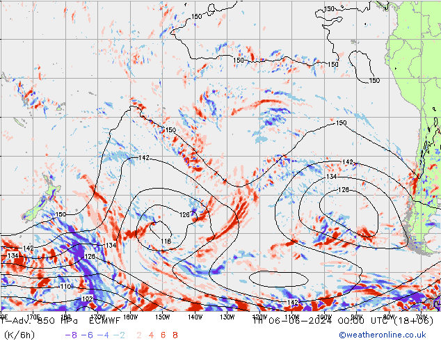 T-Adv. 850 hPa ECMWF Th 06.06.2024 00 UTC