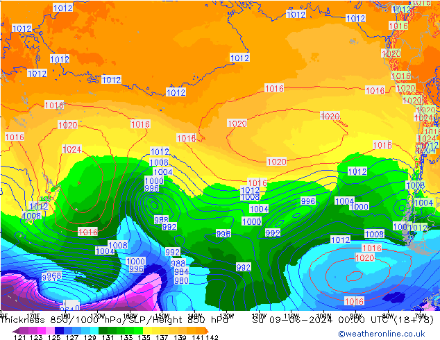 850-1000 hPa Kalınlığı ECMWF Paz 09.06.2024 00 UTC