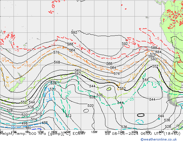 Height/Temp. 500 hPa ECMWF so. 08.06.2024 06 UTC