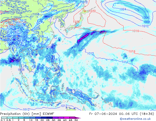 Z500/Rain (+SLP)/Z850 ECMWF Fr 07.06.2024 06 UTC