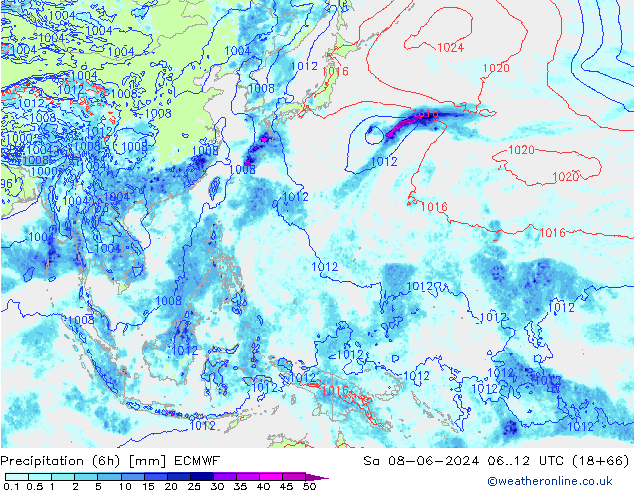 Z500/Regen(+SLP)/Z850 ECMWF za 08.06.2024 12 UTC