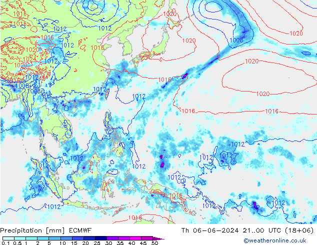 Srážky ECMWF Čt 06.06.2024 00 UTC