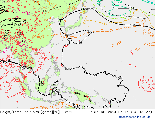 Z500/Rain (+SLP)/Z850 ECMWF Fr 07.06.2024 06 UTC