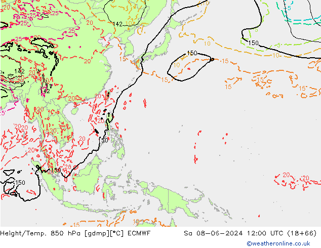 Z500/Regen(+SLP)/Z850 ECMWF za 08.06.2024 12 UTC