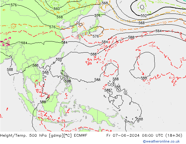 Z500/Rain (+SLP)/Z850 ECMWF Fr 07.06.2024 06 UTC