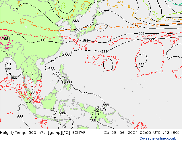 Z500/Rain (+SLP)/Z850 ECMWF сб 08.06.2024 06 UTC