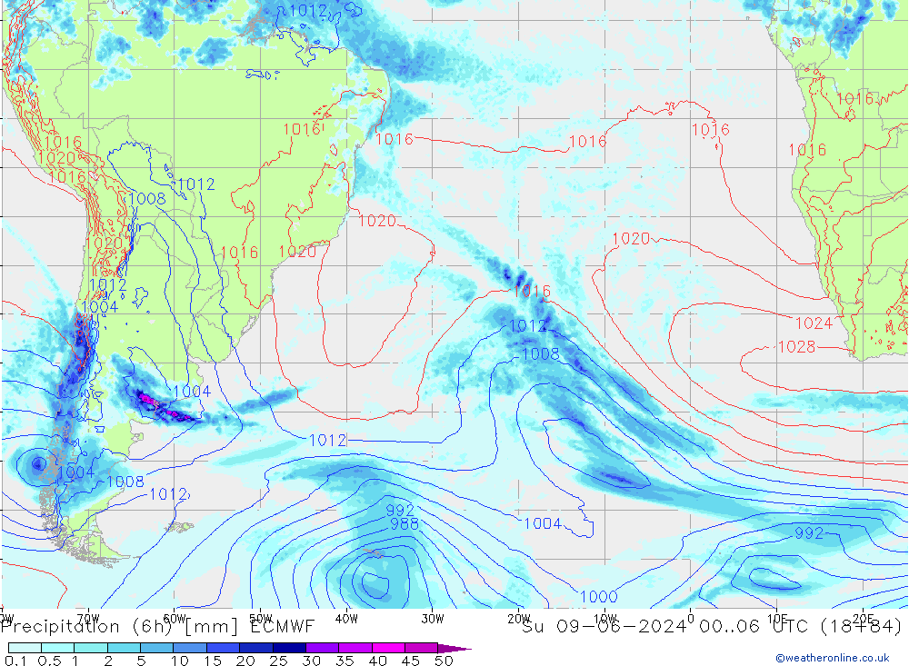 Z500/Rain (+SLP)/Z850 ECMWF Dom 09.06.2024 06 UTC