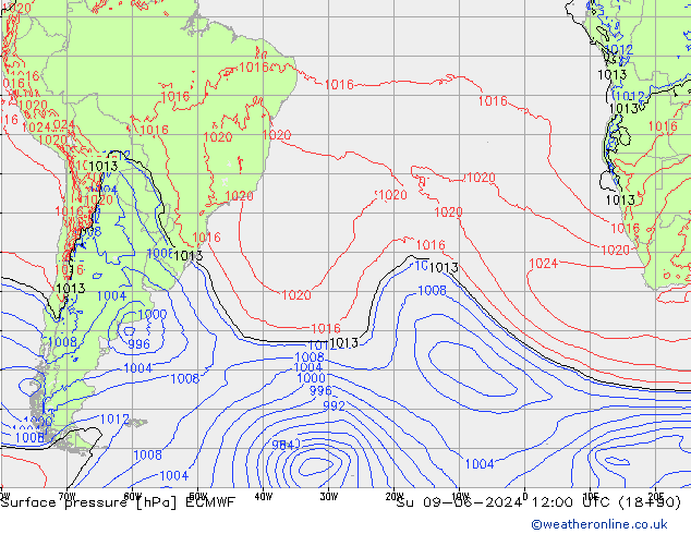 Bodendruck ECMWF So 09.06.2024 12 UTC