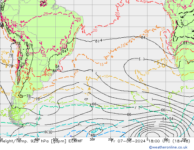 Yükseklik/Sıc. 925 hPa ECMWF Cu 07.06.2024 18 UTC