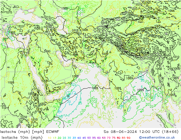 Isotachs (mph) ECMWF Sa 08.06.2024 12 UTC