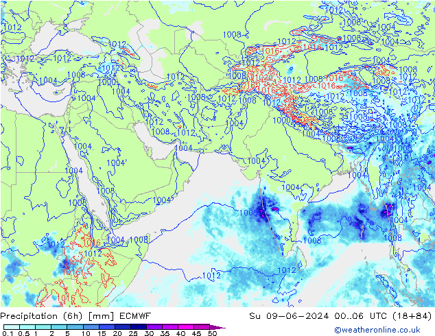 Z500/Rain (+SLP)/Z850 ECMWF Su 09.06.2024 06 UTC