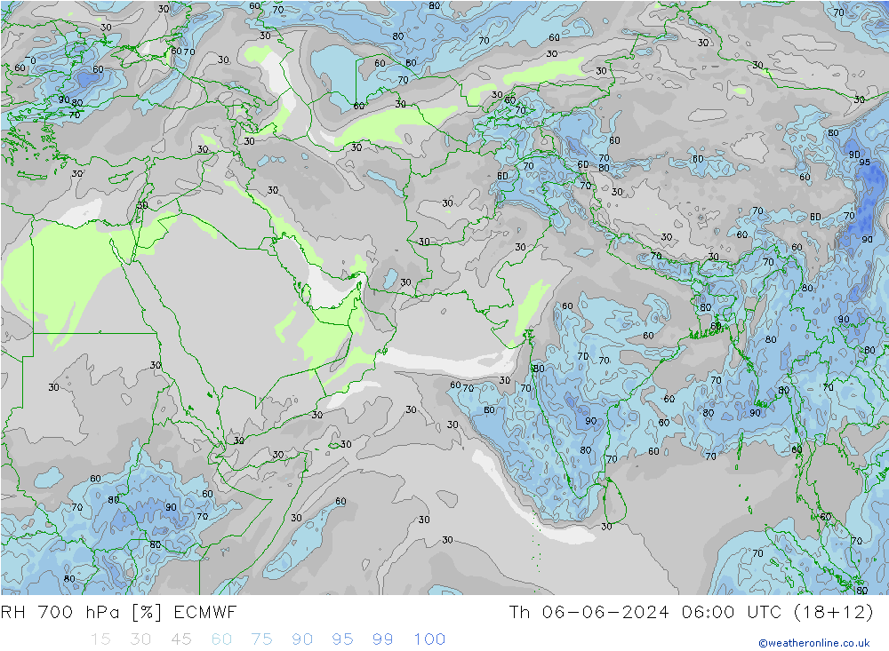 RH 700 hPa ECMWF Th 06.06.2024 06 UTC