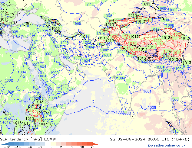 SLP tendency ECMWF Su 09.06.2024 00 UTC