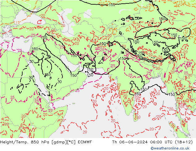 Z500/Rain (+SLP)/Z850 ECMWF Th 06.06.2024 06 UTC