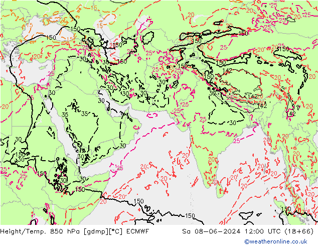 Z500/Rain (+SLP)/Z850 ECMWF Sa 08.06.2024 12 UTC