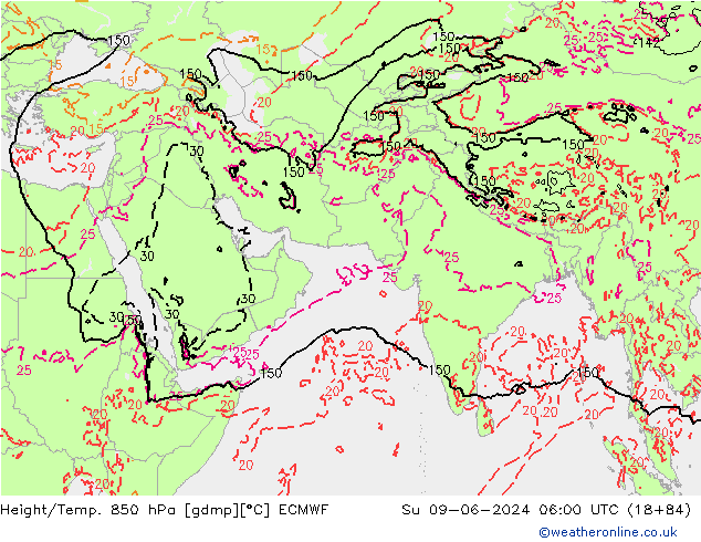 Z500/Rain (+SLP)/Z850 ECMWF Su 09.06.2024 06 UTC