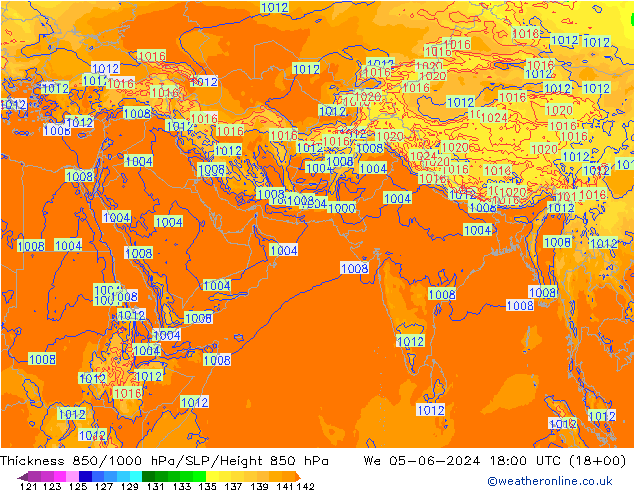 850-1000 hPa Kalınlığı ECMWF Çar 05.06.2024 18 UTC