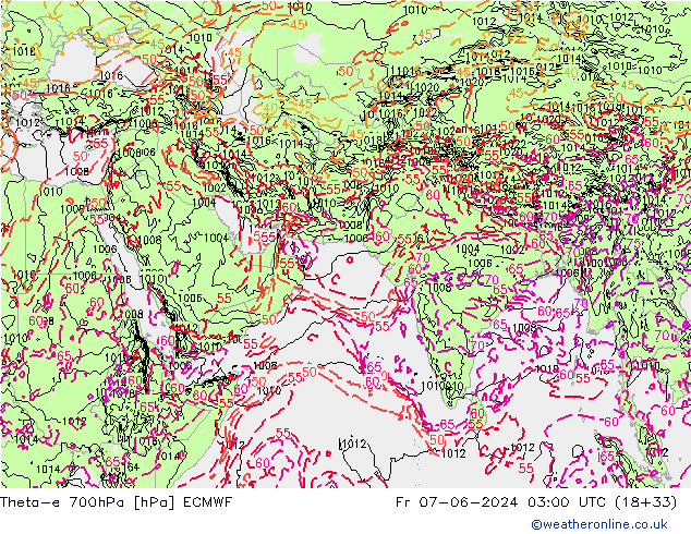 Theta-e 700hPa ECMWF Fr 07.06.2024 03 UTC